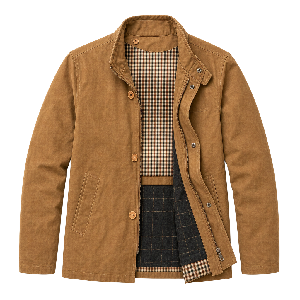 HUGO BOSS Vintage Brown Suede Field Jacket with Plaid Lining 1