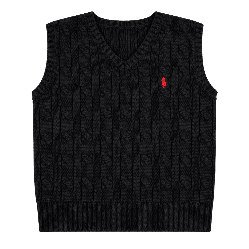 Polo by Ralph Lauren Toddler Navy Cable-Knit V-Neck Sweater Vest 1