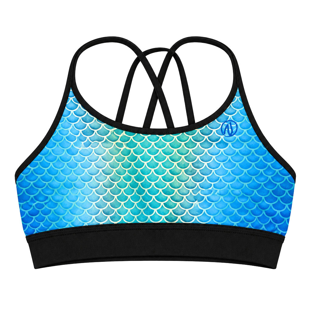 INKnBURN Women's Blue Green Scale-Print Sports Bra 1