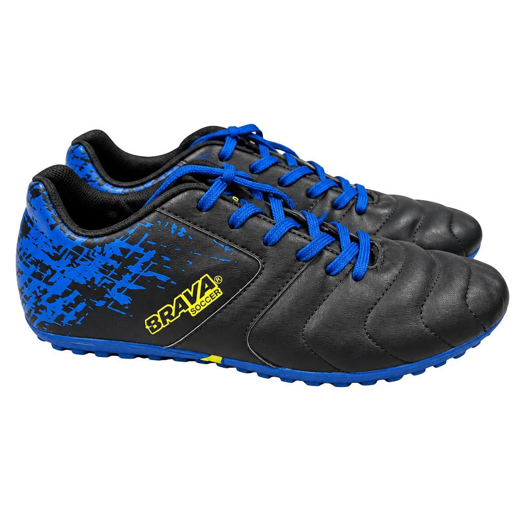 BRAVA Kids Black and Blue Soccer Cleats 1