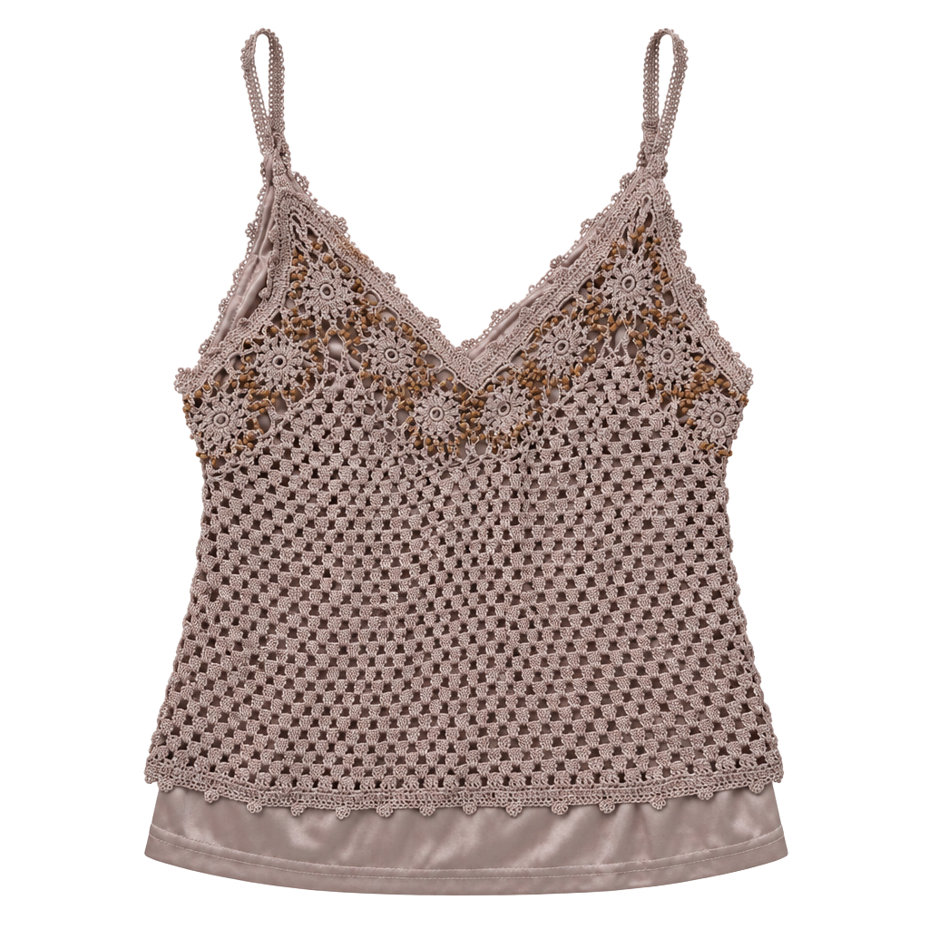 Vintage Crochet Beaded Cami 1