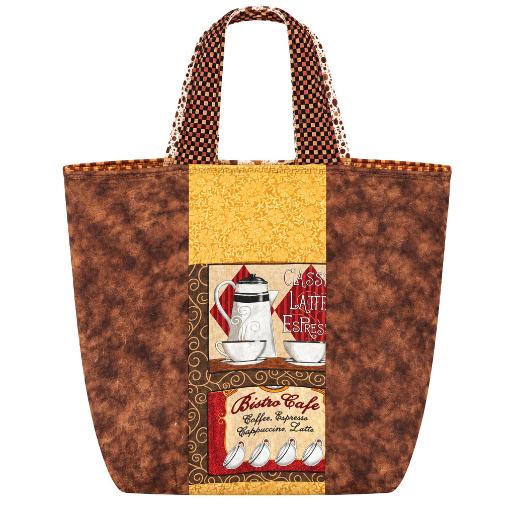 Cozy café reversible patchwork tote 1