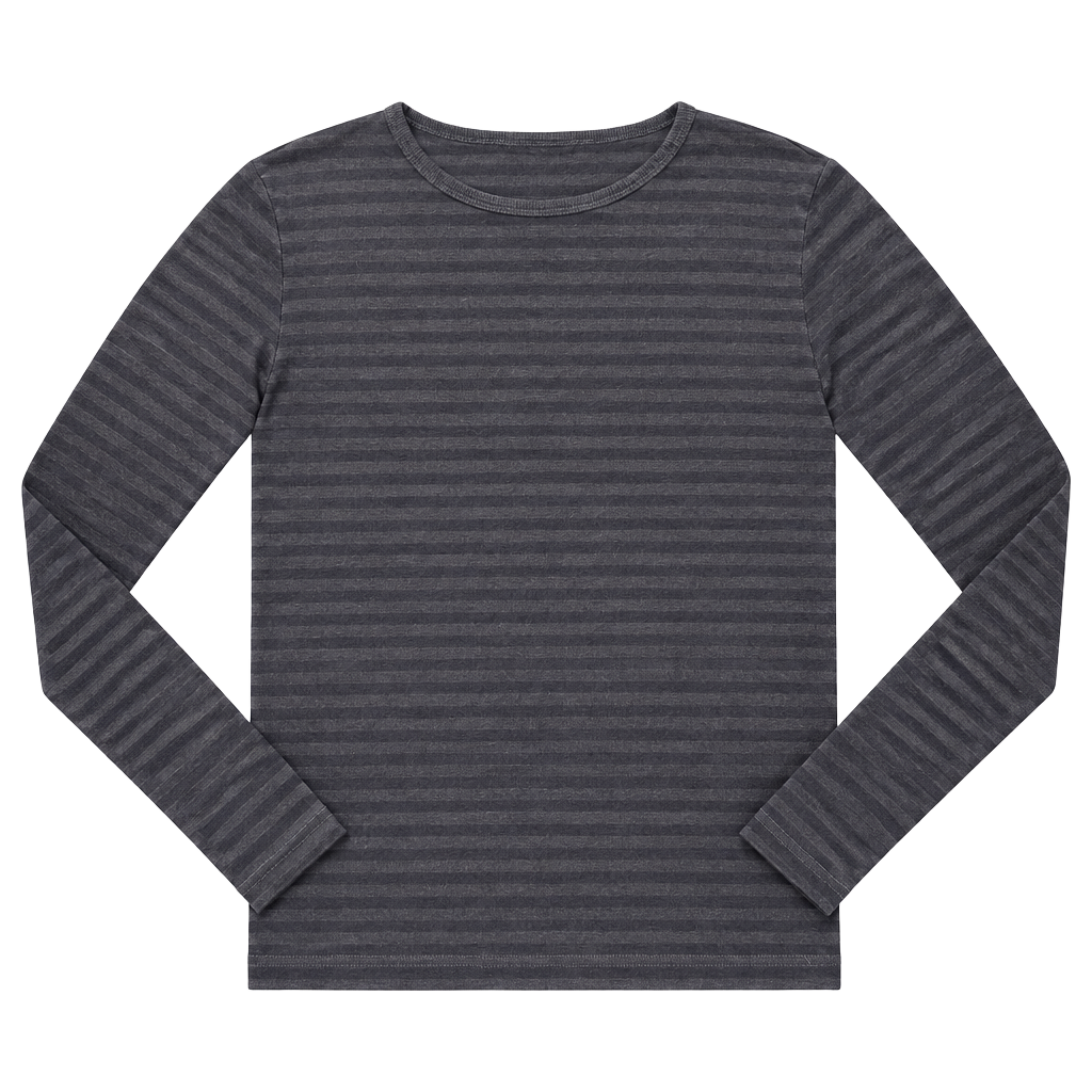 Brandy Melville Leah Striped Top Size 16 Grey Blue Long Sleeve 1