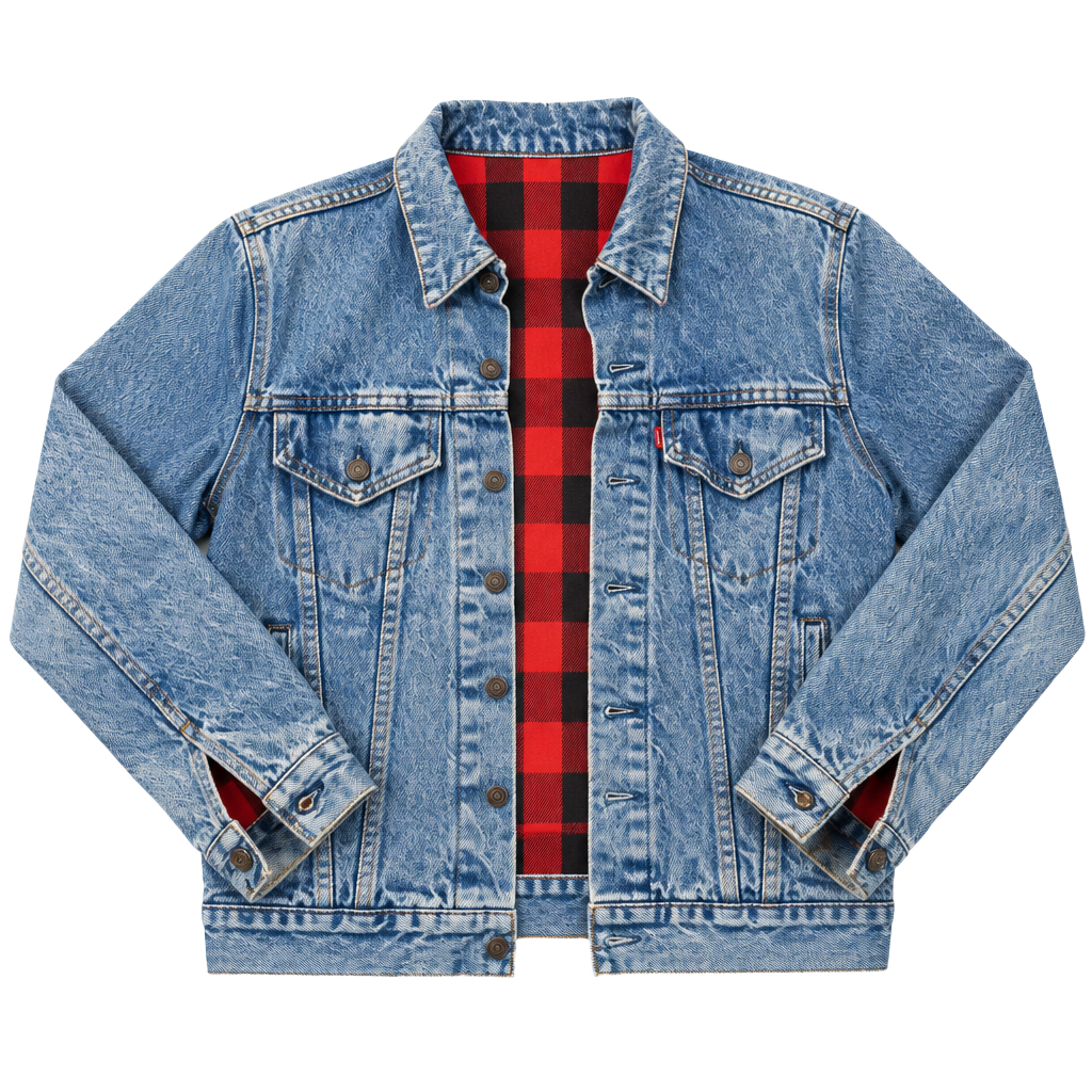 Levi's 70417 Flannel Lined Trucker Jacket Size 40 Blue Denim 1