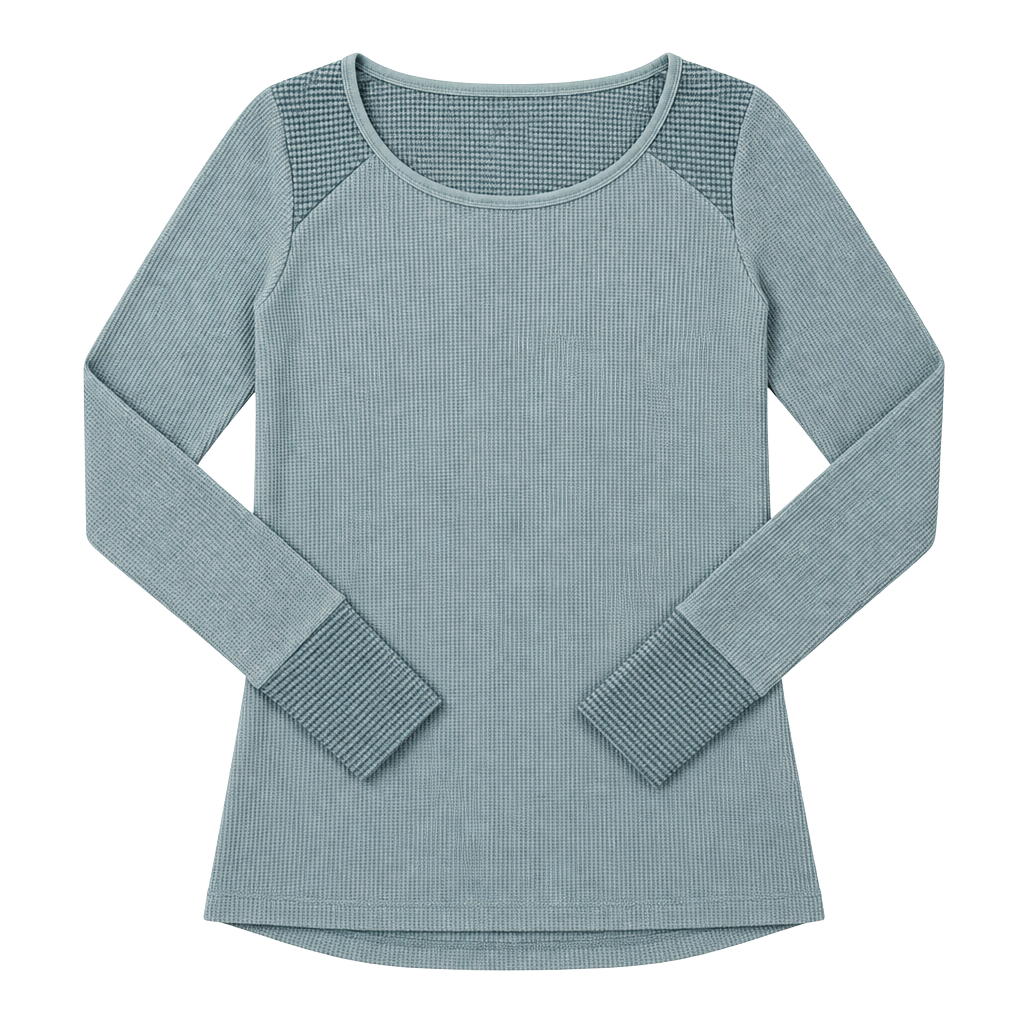 Columbia Waffle Knit Thermal Top Size XS Blue Long Sleeve 1