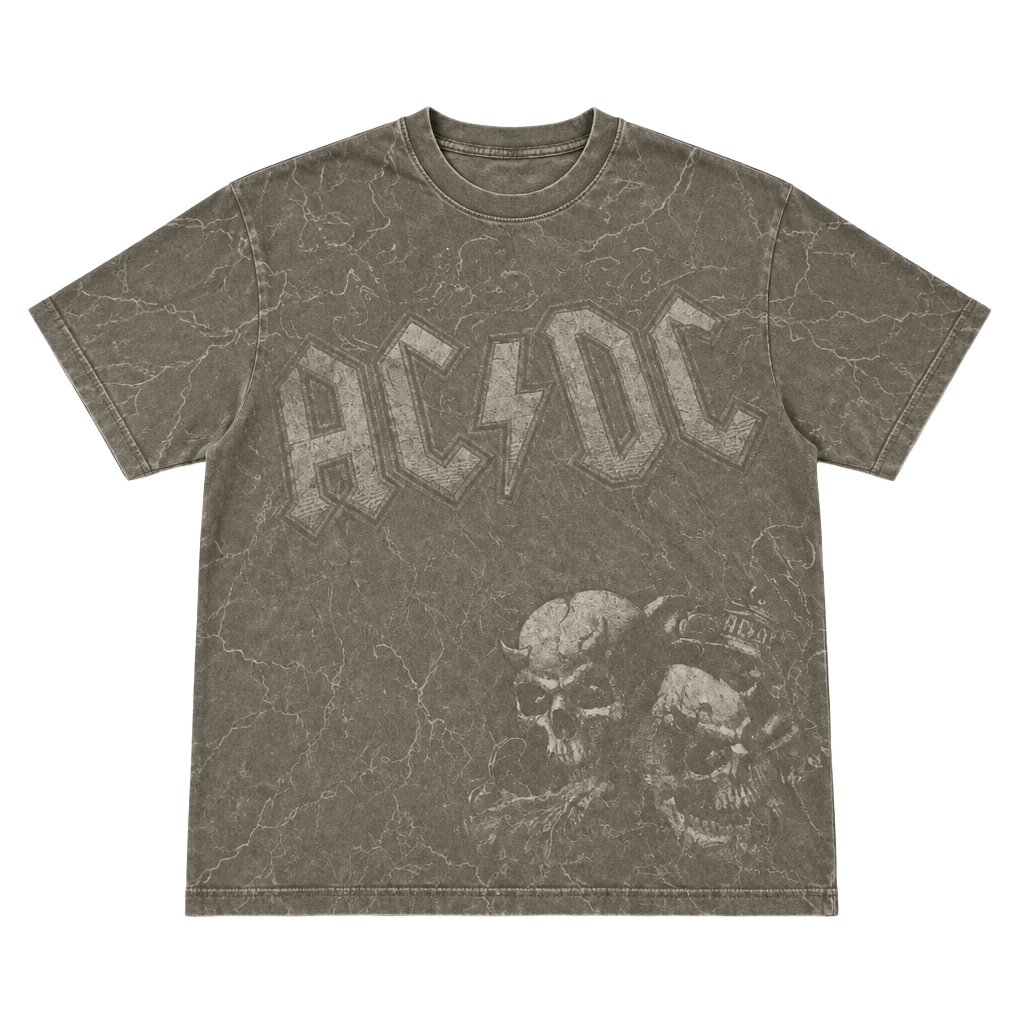 Liquid Blue AC/DC T-Shirt Size XL Gray Skull Devil Graphic Rock Band 1