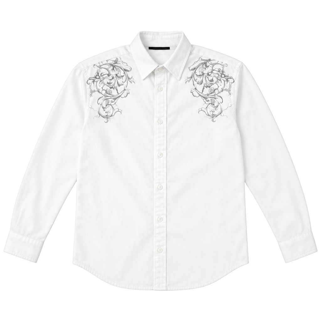 Level Ten Long Sleeve Button-Up Shirt Size XXL White Cyber Y2K Grunge 1