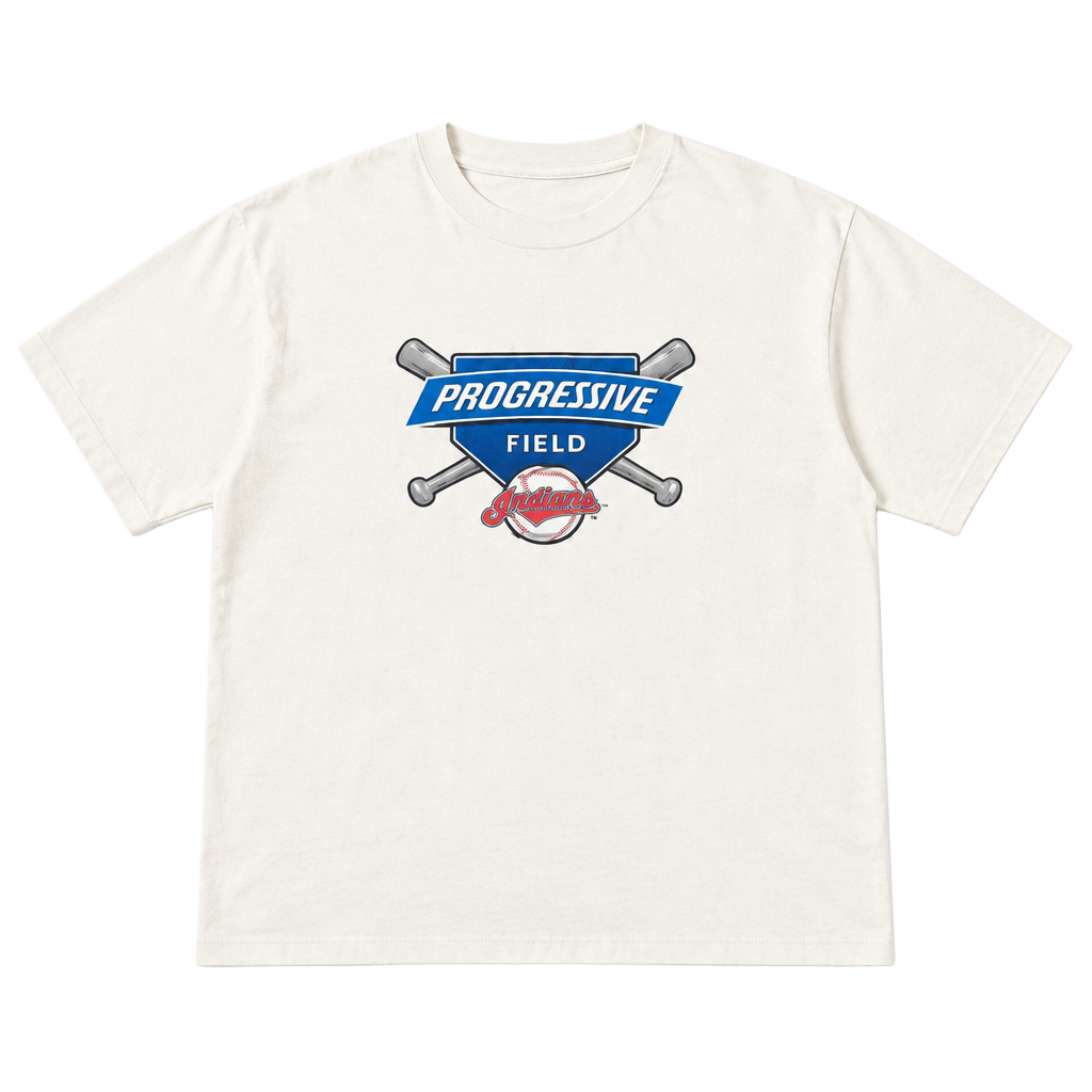 MLB Progressive Field Cleveland Indians White T-Shirt 1