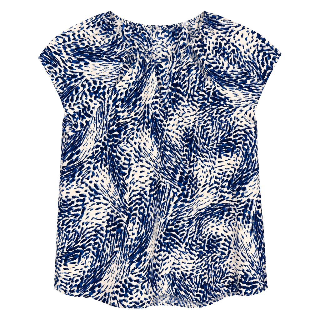 Express Blouse Size XS Blue Black Animal Print Cap Sleeve Top 1