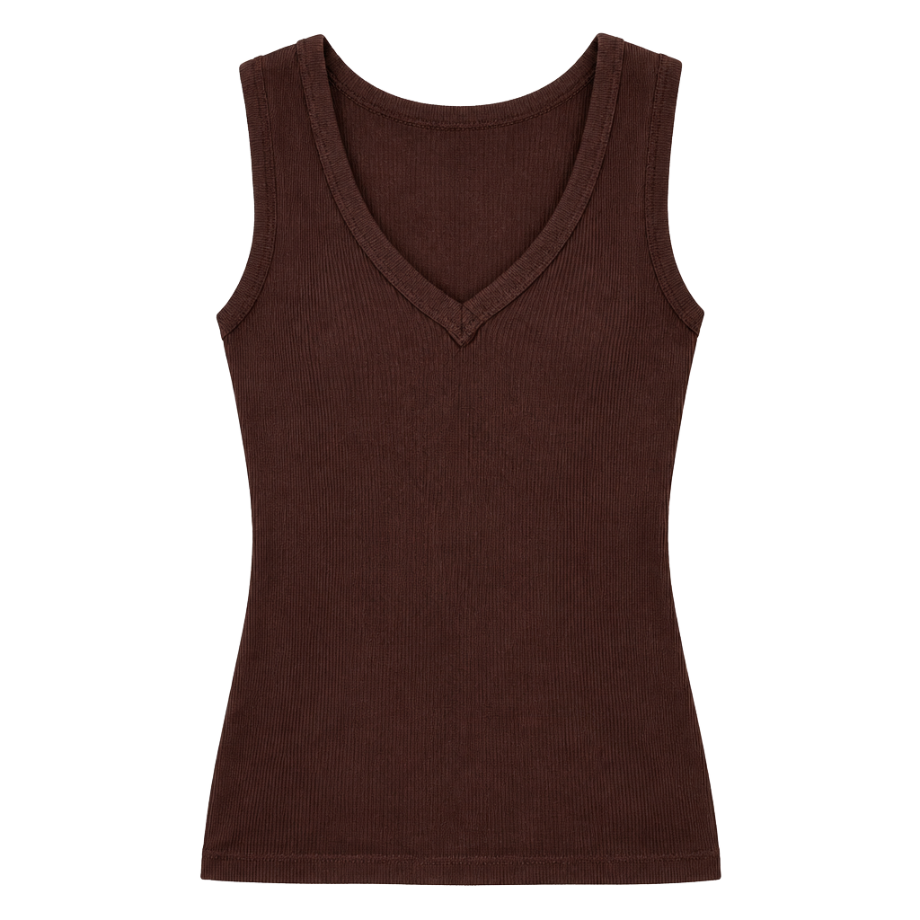 We The Free Tank Top Size XS Chocolate Brown Ribbed V-Neck 1