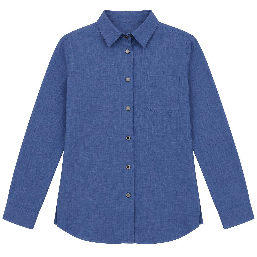 Calvin Klein Women’s Blue Cotton Utility Shirt Long Sleeve Button Front 8/14 M/L 1