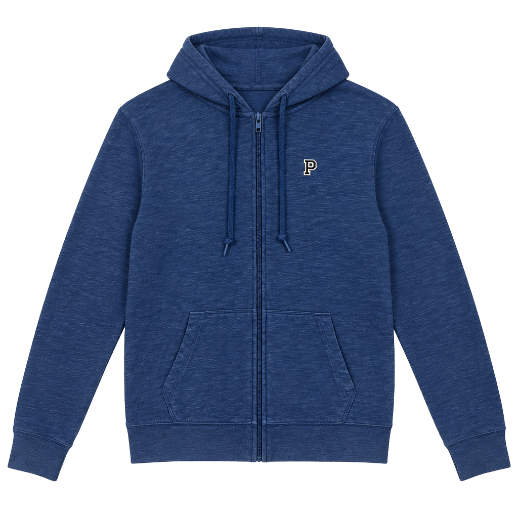 PINK Victoria’s Secret Blue Zip Up Hoodie Womens Small Cotton Slub Y2K Layering 1