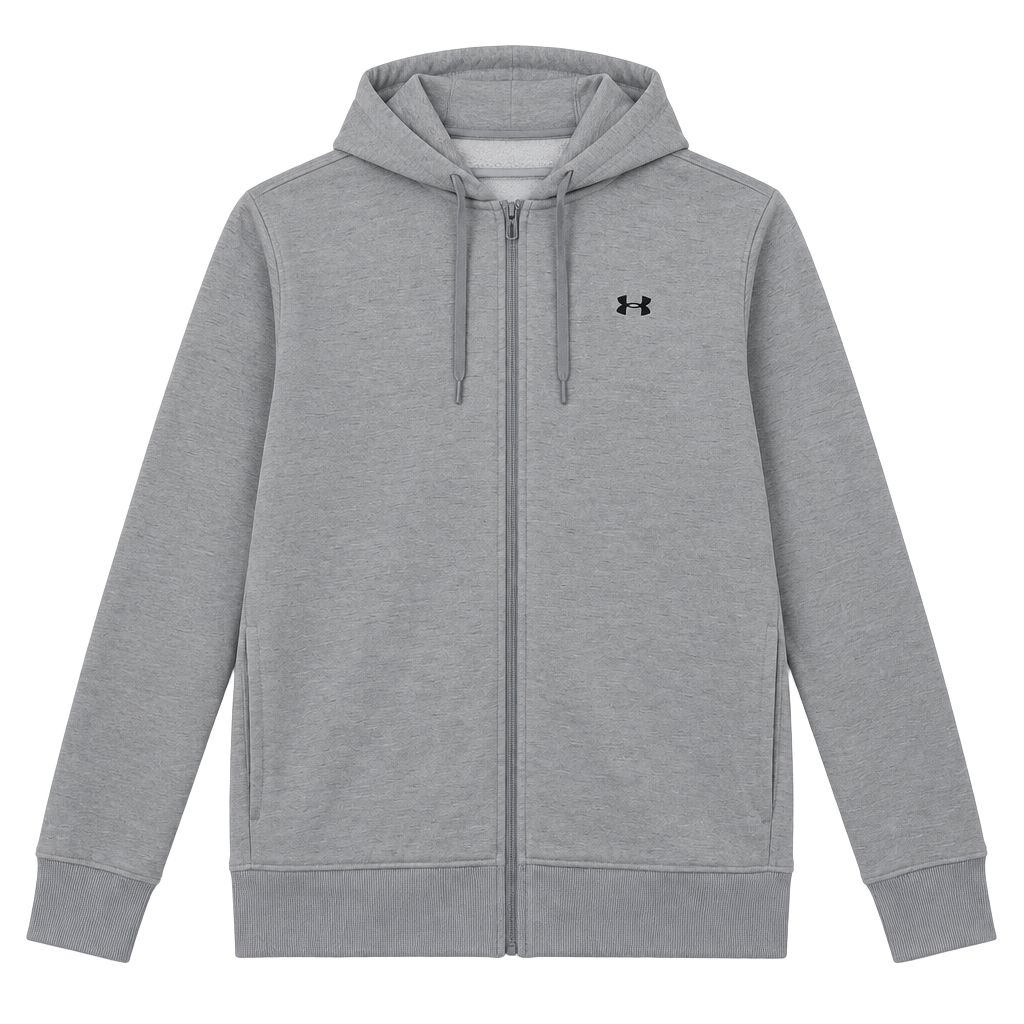 Under Armour Women’s XL Armour Fleece Full Zip Hoodie Gray Athletic Pockets 1
