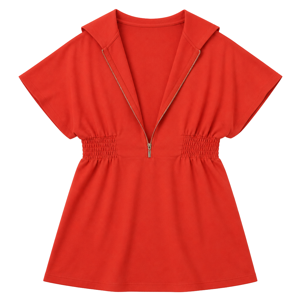 Daily Practice by Anthropologie Half-Zip Hooded Mini Dress in Tomato Red Size M 1