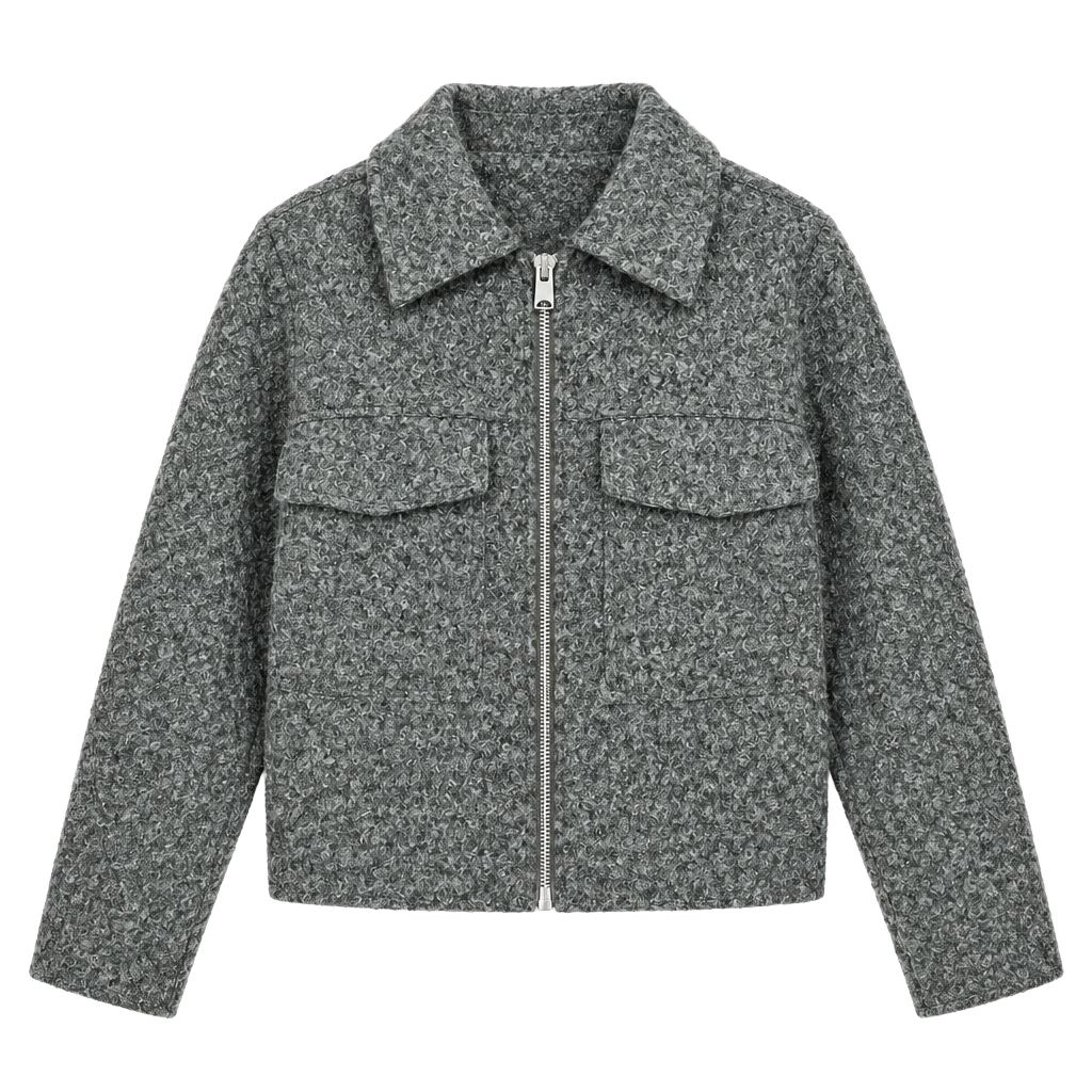 Truth by Republic Jacket Size L/G Gray Boucle Zip 1