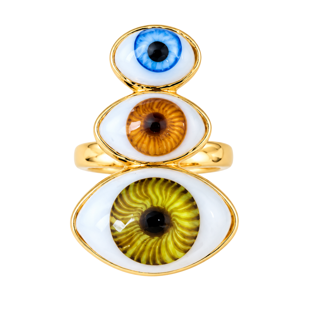 OJITO Multi Evil Eye Ring Gold Plated 1