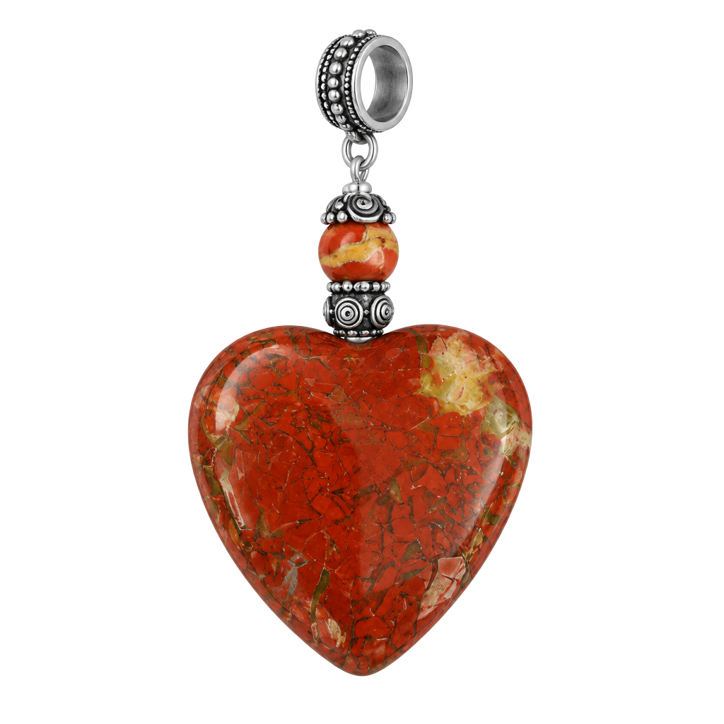 Southwestern Sterling Silver Red Jasper Heart Pendant Red Stone 1