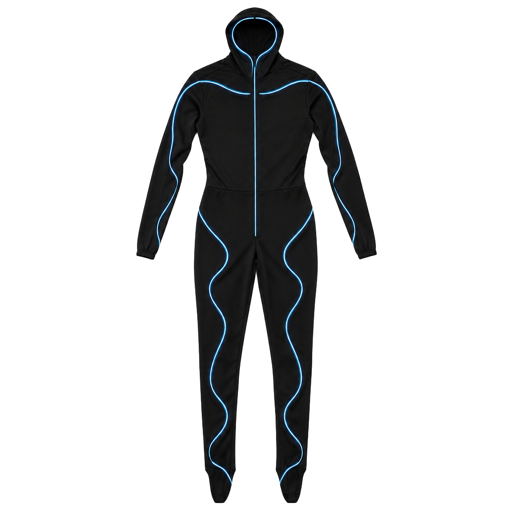 LED Light Up Black Hooded Bodysuit Costume 1