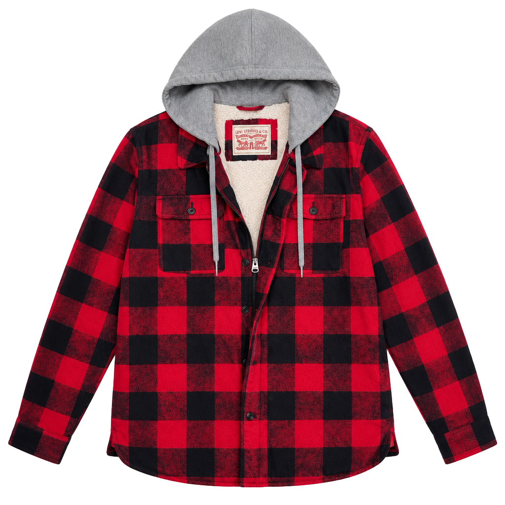 Levi Strauss & Co. Buffalo Plaid Sherpa Lined Hoodie Jacket 1