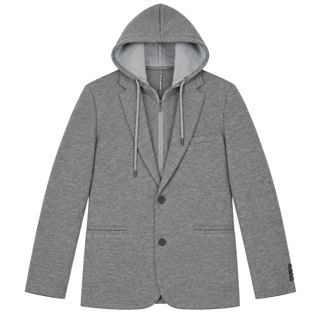 Alfani Men's Grey Hooded Blazer Jacket Size S Rayon Blend Zip Up Hoodie 1