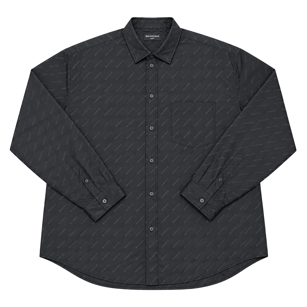 Balenciaga Wardrobe Unisex Quilted Jacket Size 50 Black Italy Allover Logo Snap 1