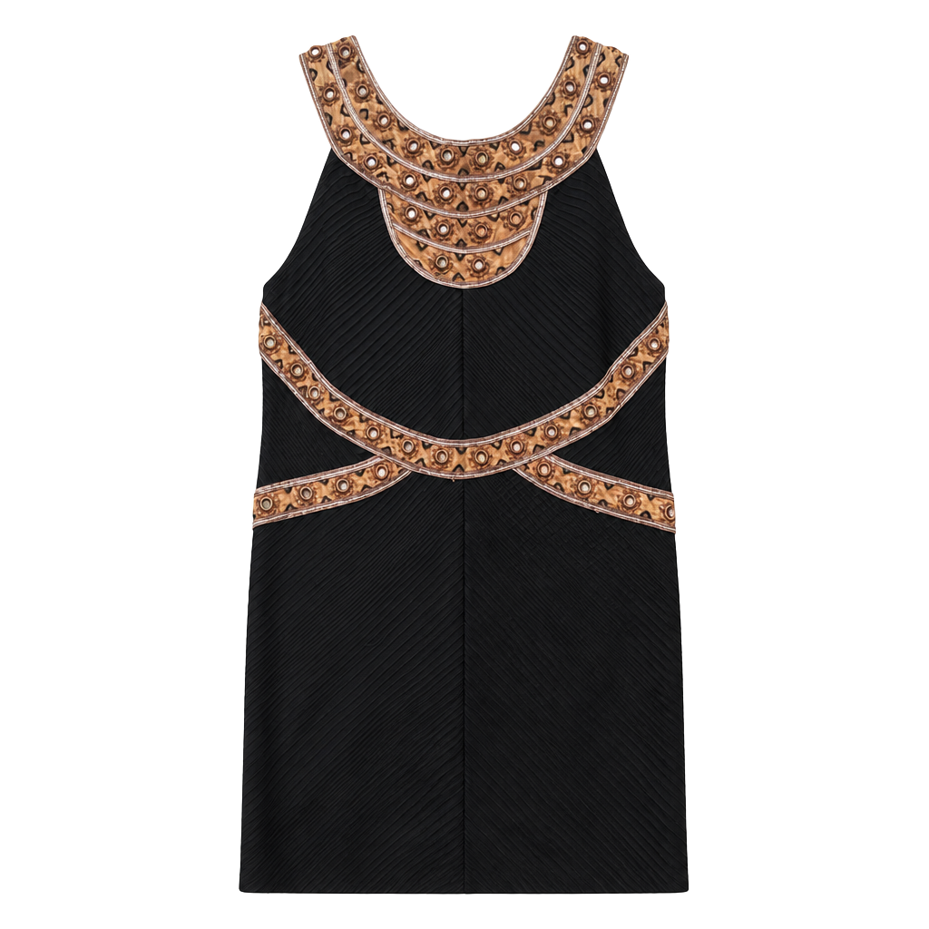 Free People Nefertiti Embellished Black Mini Dress Size S 1
