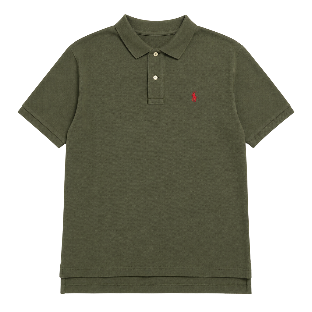 Vintage Polo Ralph Lauren Green Cotton Pique Short Sleeve Polo Shirt 1