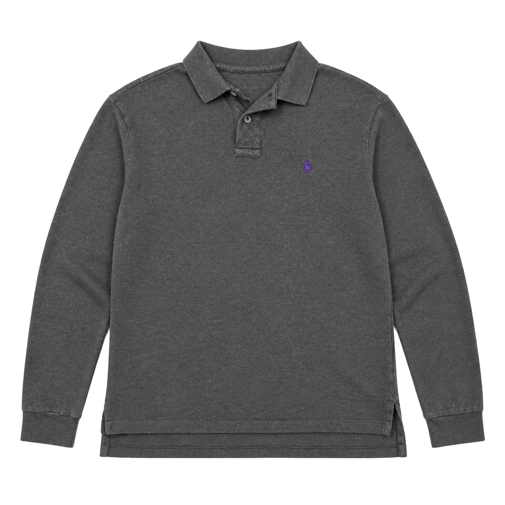 Polo Ralph Lauren Custom Fit Long Sleeve Polo Shirt Gray Medium 1