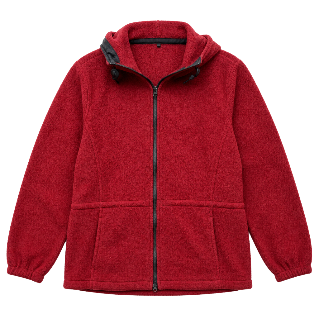 Vintage Woolrich Red Full Zip Fleece Hoodie Jacket Made in USA Women's Size L 1