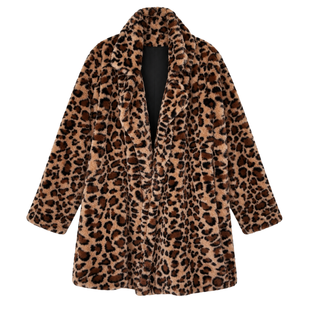 Love Tree Leopard Faux Fur Coat Size Small 1