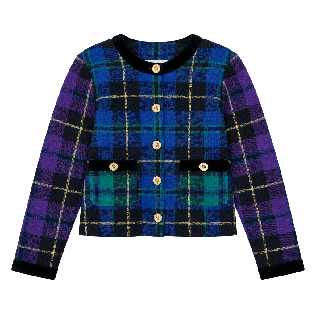 Adrienne Vittadini Plaid Jacket Size 6 Multicolor Cotton 1