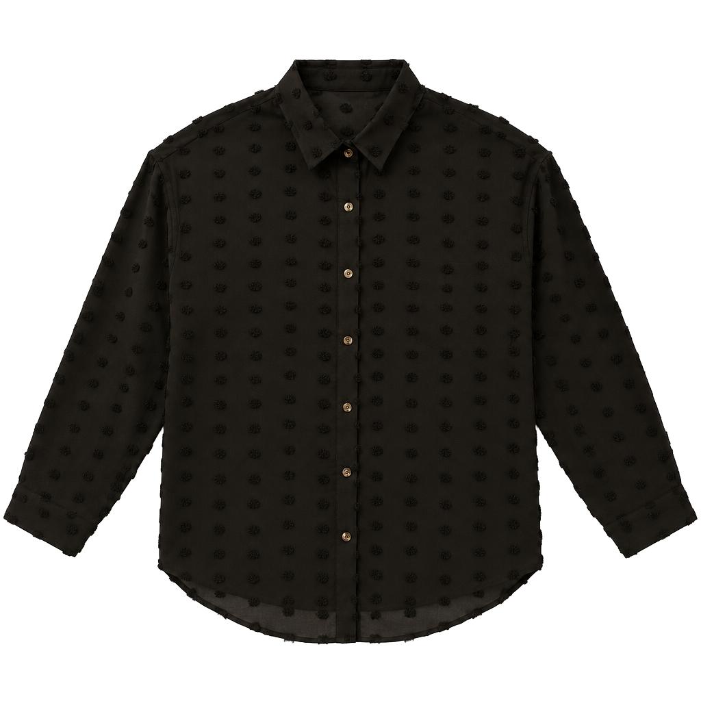 Unbranded Black Sheer Swiss Dot Button Down Shirt Size 2XL 1