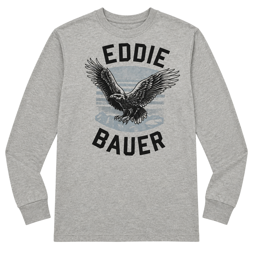 NWT - Eddie Bauer Long Sleeve Eagle Graphic Tee, Size Small, Gray 1