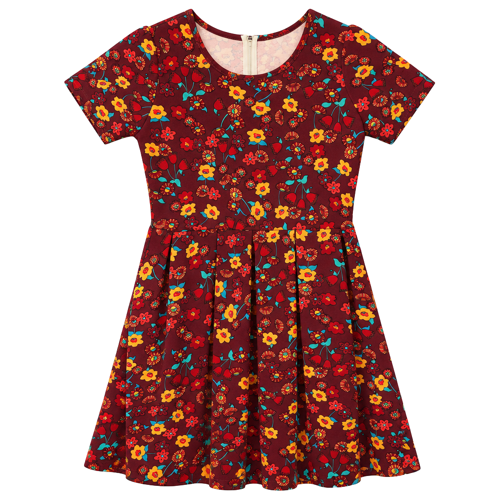 LuLaRoe Amelia Dress Size 2XL Maroon Floral Print Back Zip 1