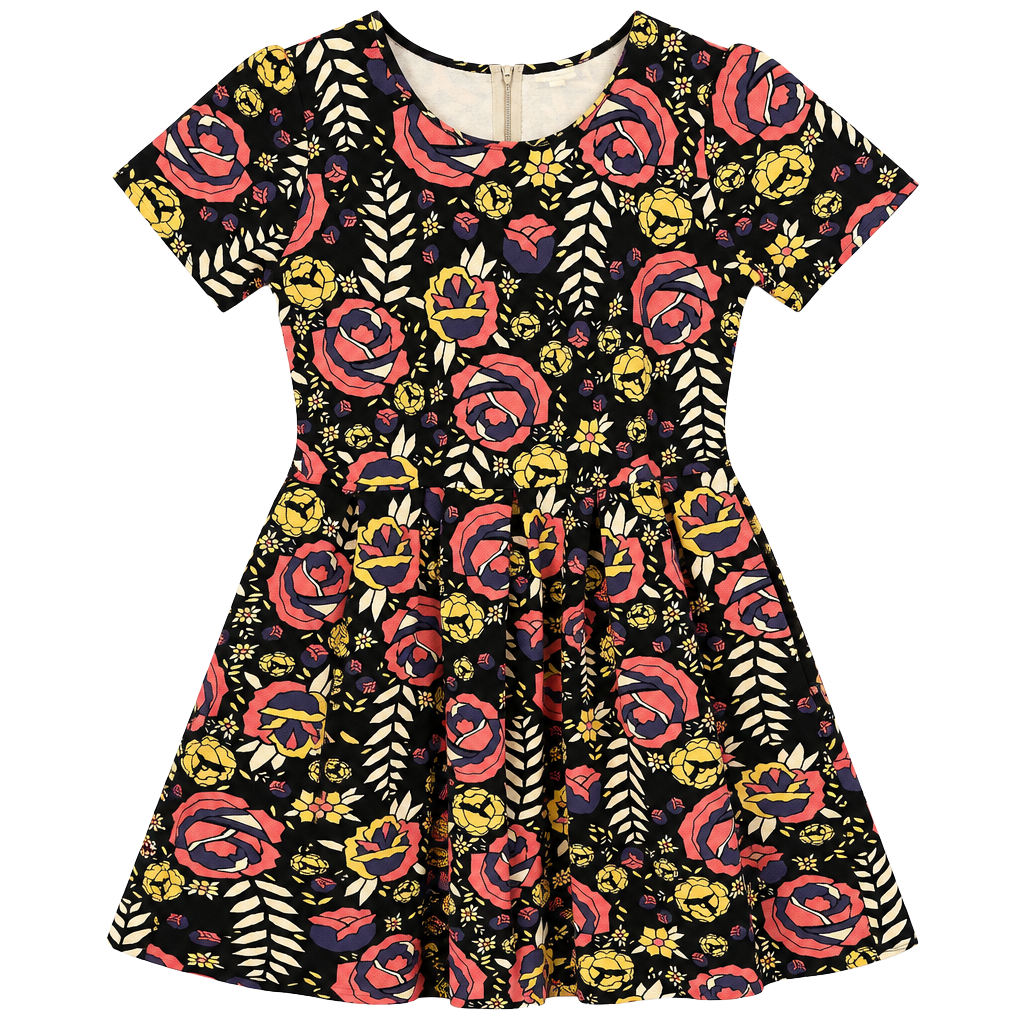LuLaRoe Amelia Dress Size 3XL Floral Rose Print Pleated Zipper Back 1