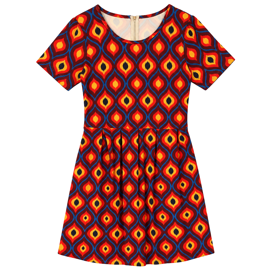 LuLaRoe Amelia Dress, Size 2XL, Geometric Print Exposed Zip 1