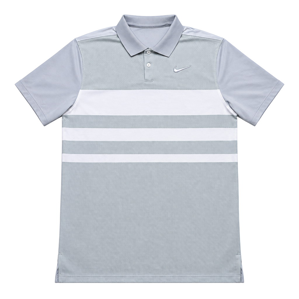 Nike Dri-Fit Standard Fit Golf Polo Shirt Size M Gray White Stripe 1