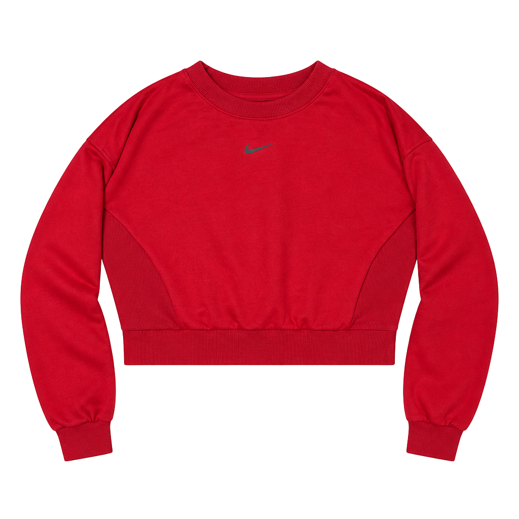 Nike Yoga Dri-FIT Cropped Fleece Crewneck Sweatshirt Pink Size Girls L 1