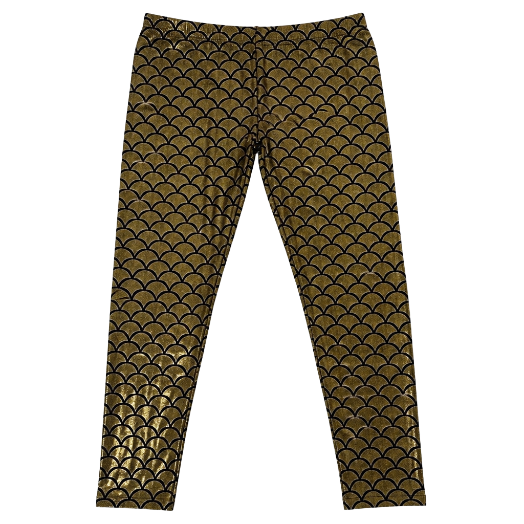 iHeartRaves Gold Mermaid Scale Leggings, Size Medium 1
