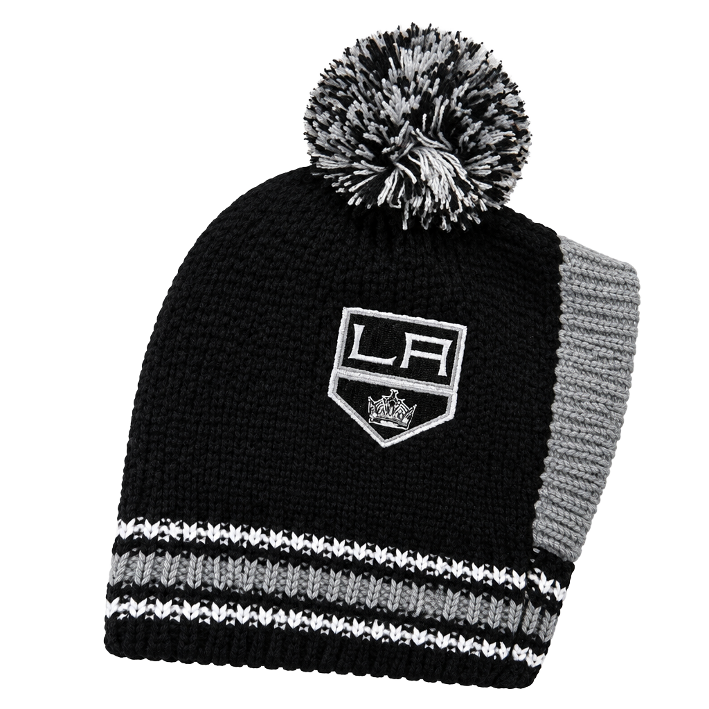 Los Angeles Kings NHL Pom Beanie Hat Black Grey 1