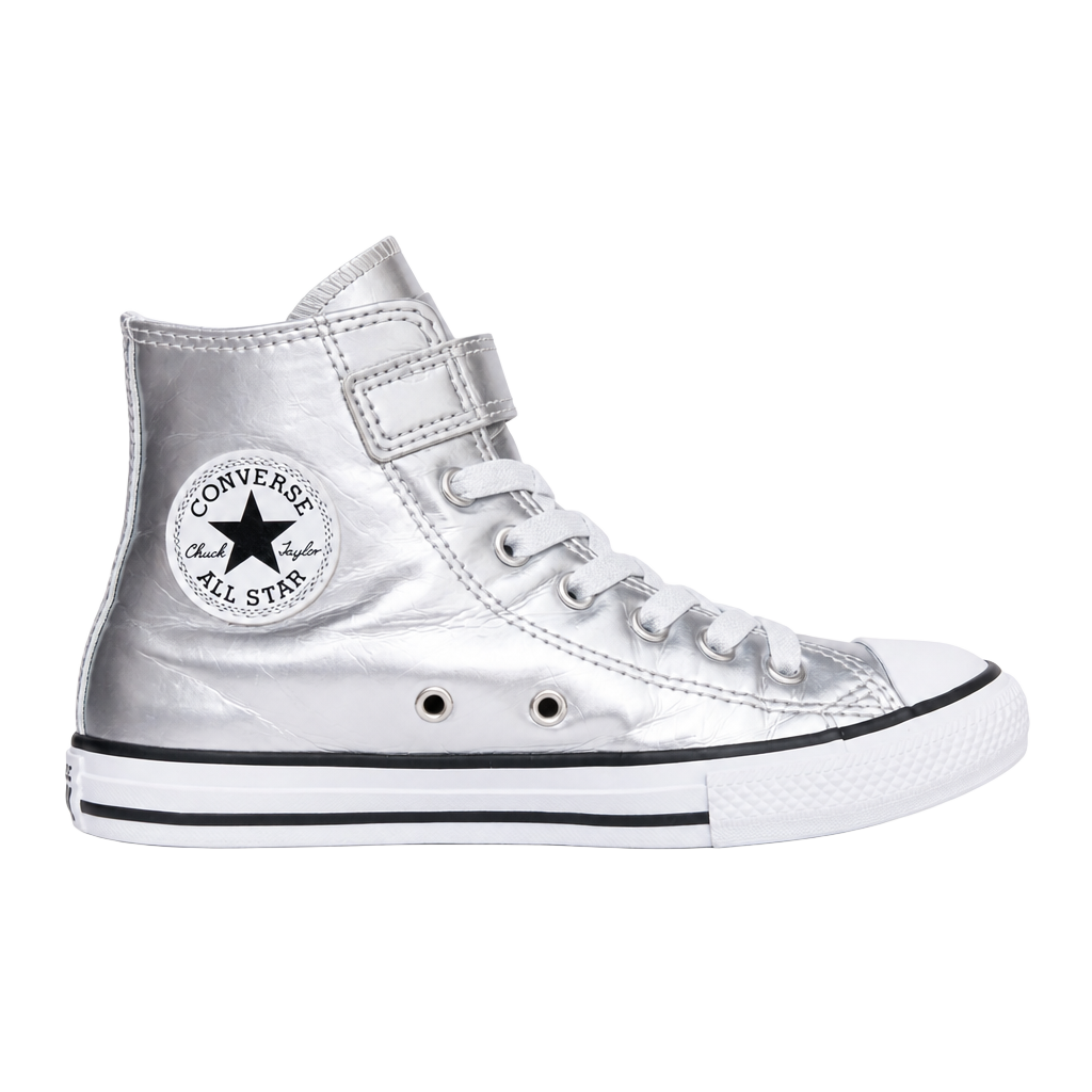 Converse Kids' Chuck Taylor All-Star Metallic Silver High Top Shoes 1