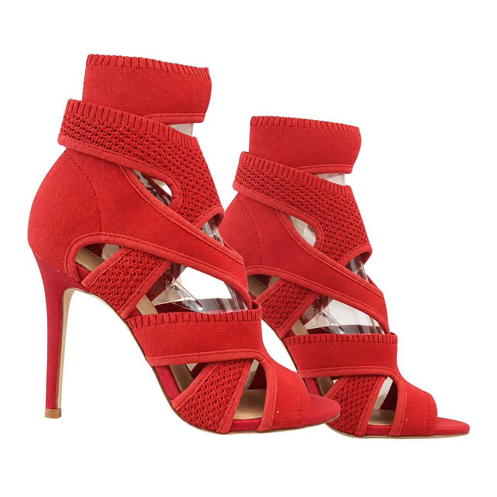Aldo Traelian Red Fabric Stiletto Heeled Sandals 1