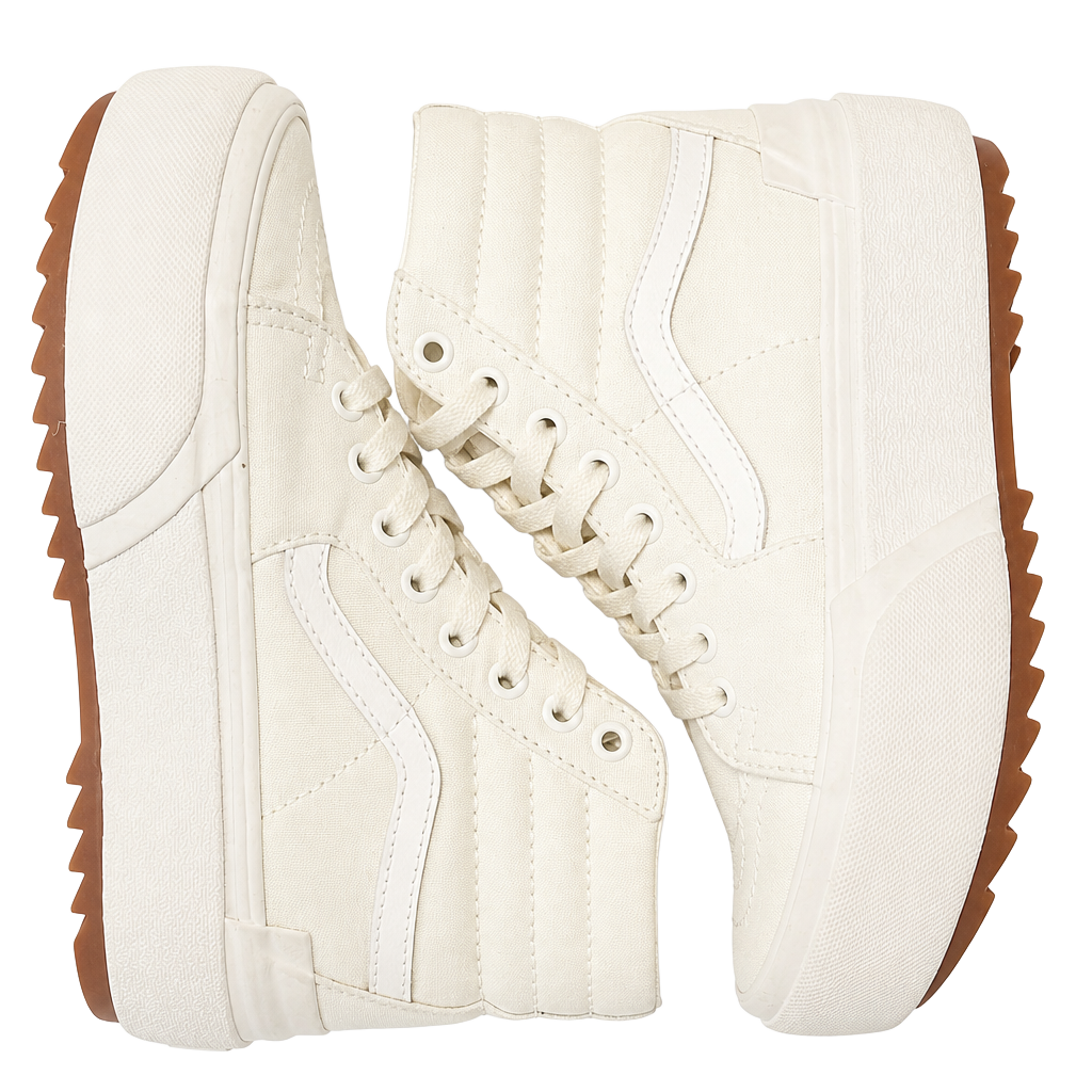 Vans Sk8-Hi Stacked Platform Size 6.5 White Canvas Sneakers 1