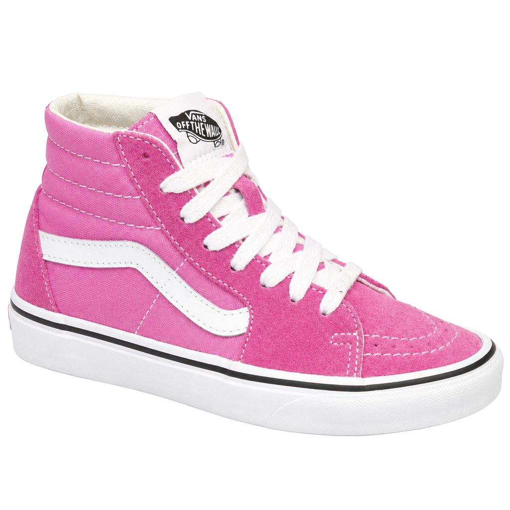 Vans Sk8-Hi High-Top Sneakers Pink and White Suede Canvas Skate Shoe 1