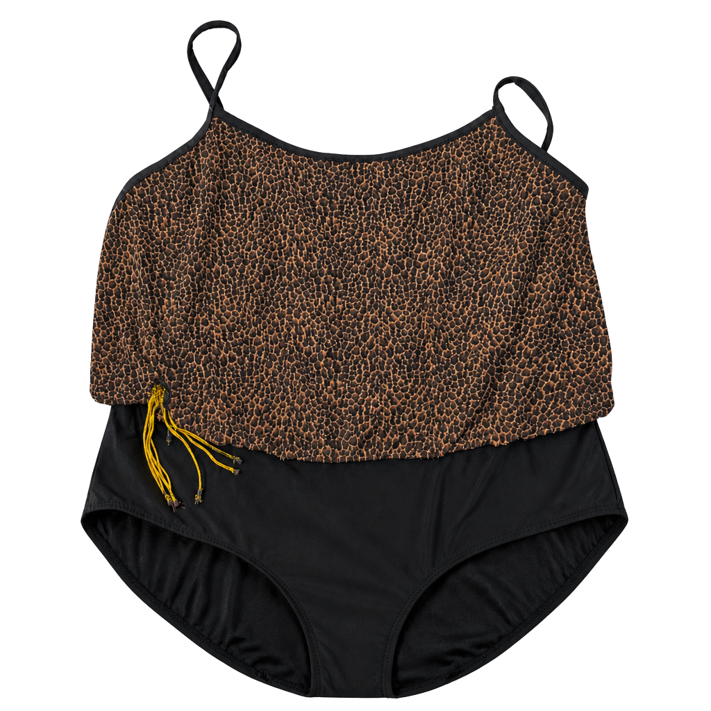 Beach Cabana Woman Leopard Print Blouson One-Piece Swimsuit 1
