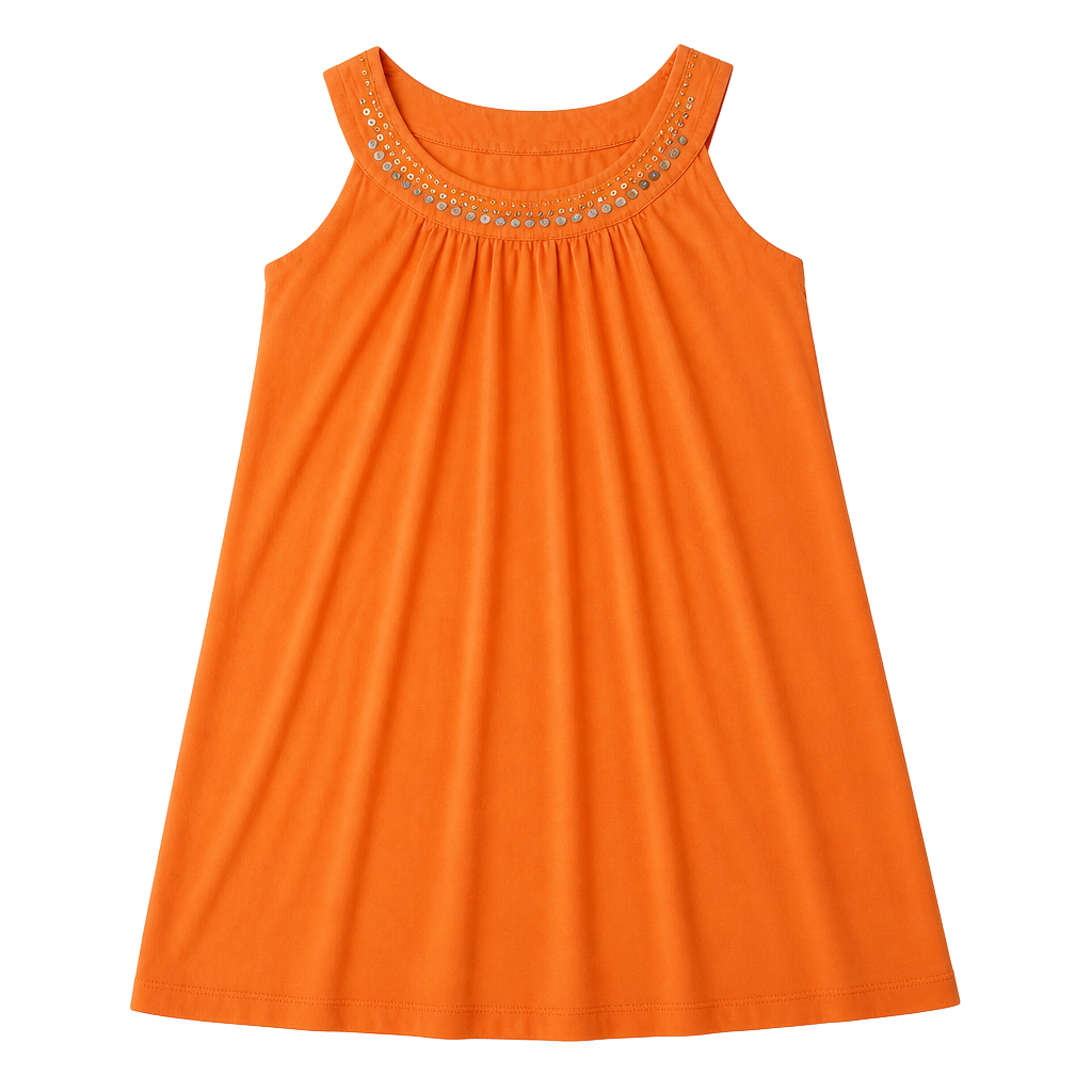 Ann Taylor LOFT Orange Sleeveless Sequined Neckline Knit Dress Size S 1