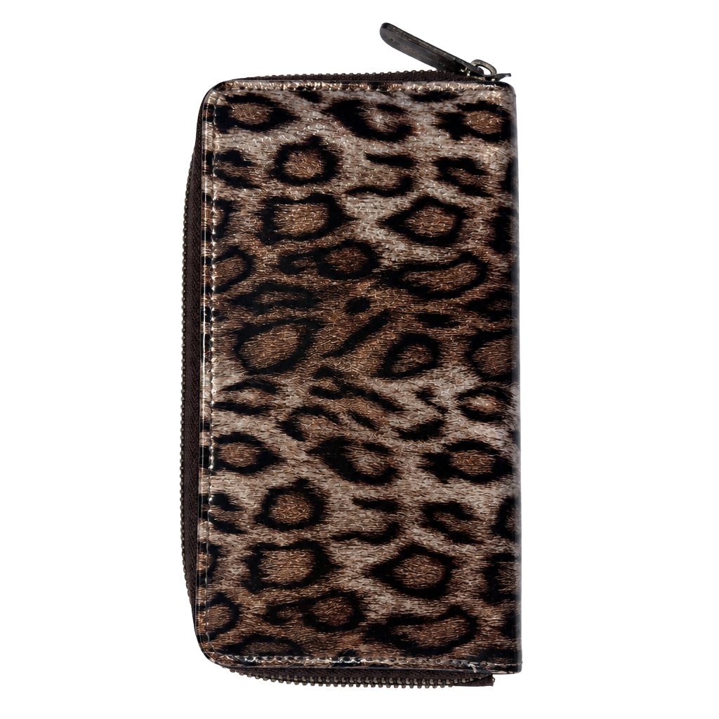 Icing Leopard Print Glossy Zip-Around Wallet 1