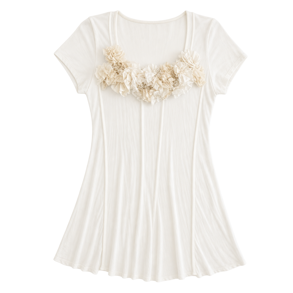 Karen Kane Women's White Embellished Ruffle Front Cap Sleeve Tunic Top 1