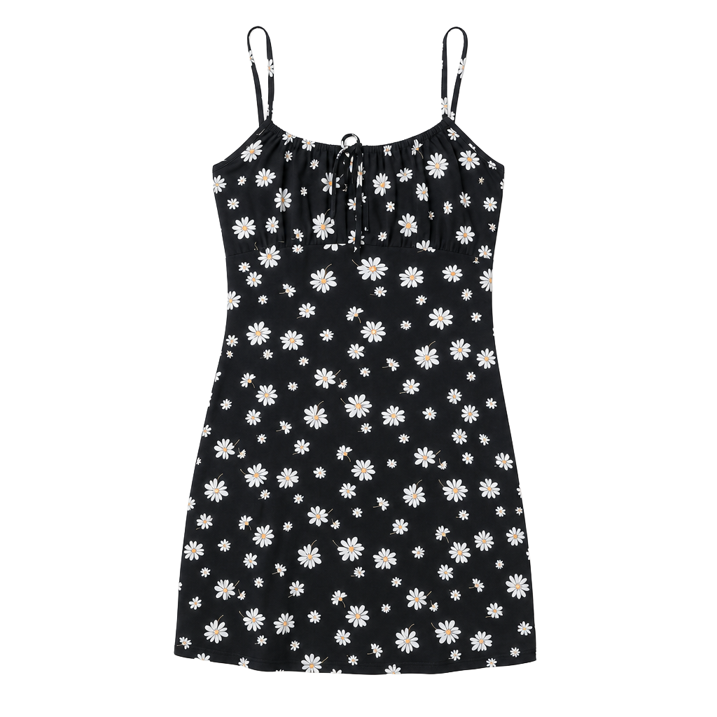 Forever 21 Black Daisy Floral Print Mini Dress with Tie-Front Detail 1