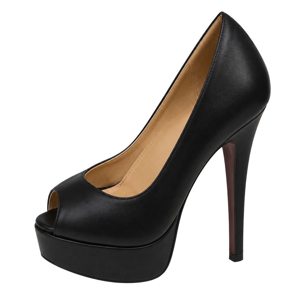 Christian Louboutin Black Peep-Toe Platform Heels 1